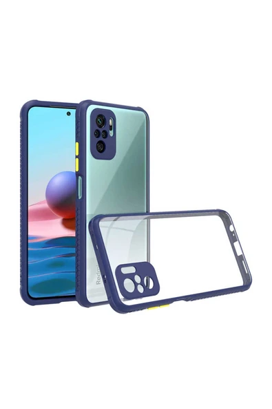 Xiaomi Poco M5S Kılıf Köşe Ve Kamera Korumalı Arkası Şeffaf Renkli Tuşlu Silikon Kapak (KAFF) - Resim 3