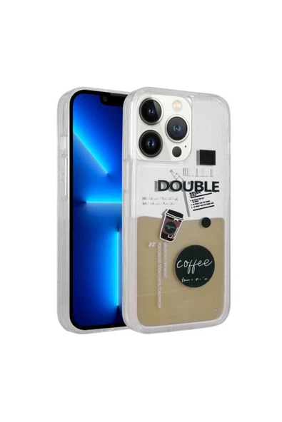 Iphone 12 Pro Max Kılıf Şeffaf Desenli Sıvılı Akışkanlı Silikon Kapak (DRİNK) - 2
