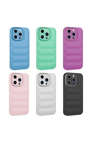 Iphone 13 Pro Kılıf Kamera Korumalı Kasisli Kabartmalı Darbe Emici Yumuşak Kapak (GALYA) - 3