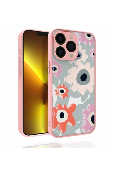 Iphone 13 Pro Kılıf Kabartmalı Kamera Korumalı Desenli Darbe Emici Renkli Kapak (NORA)