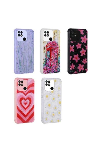 Xiaomi Poco C40 Kılıf Simli Desenli Köşe Kamera Korumalı Darbe Emici Silikon Kapak (Popy) - 3