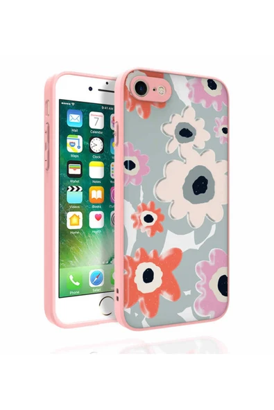Iphone 7 Kılıf Kabartmalı Kamera Korumalı Desenli Darbe Emici Renkli Kapak (NORA)