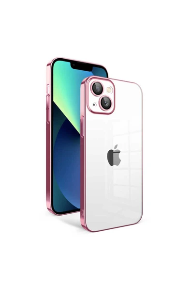 Iphone 13 Kılıf Kamera Korumalı Çerçeveli Arkası Şeffaf Sert Kapak (GARAJ) - Resim 2