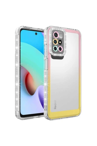 Xiaomi Redmi 10 Kılıf Simli Renkli Parlak Kamera Lens Korumalı Transparan Kapak (Park) - 2