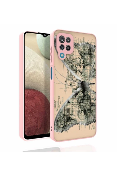 Samsung Galaxy M12 Kılıf Kabartmalı Kamera Korumalı Desenli Darbe Emici Renkli Kapak (Nora)