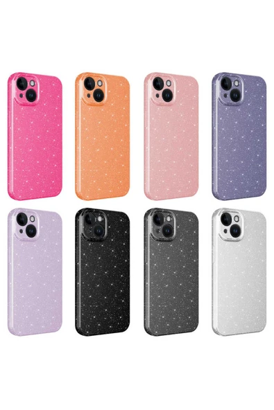 Iphone 13 Kılıf Kamera Korumalı Simli Renkli Parlak Silikon Kapak (KOTON) - Resim 3