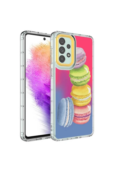 Samsung Galaxy A23 Kılıf Kamera Korumalı Desenli Renkli Sert Parlak Silikon Kapak (Korn)