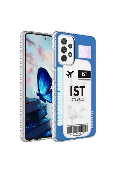 Samsung Galaxy A52 Kılıf Kamera Çıkıntılı Airbag Kenarlı Darbe Emici Desenli Kapak (ELEGANS)