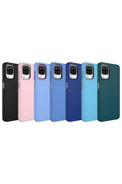Samsung Galaxy A12 Kılıf Metal Çerçeveli Hassas Butonlu Renkli İçi Kadife Lansman Kapak (LUNA) - 3