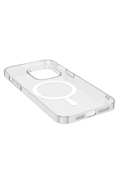 Iphone 14 Pro Max Kılıf Wireless Şarj Özellikli Şeffaf Tek Kamera Çerçeveli Kapak (PORTO) - 3