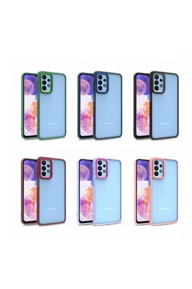 Samsung Galaxy A23 Kılıf Kamera Çıkıntılı Arkası Şeffaf Hassas Tuşlu Renkli Kenarlı Kapak (Flora) - Resim 4