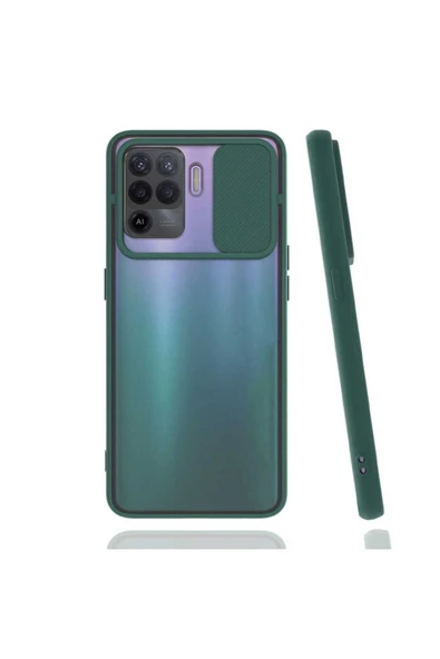 Oppo Reno 5 Lite Uyumlu Slayt Sürgülü Kamera Korumalı Renkli Silikon Kapak