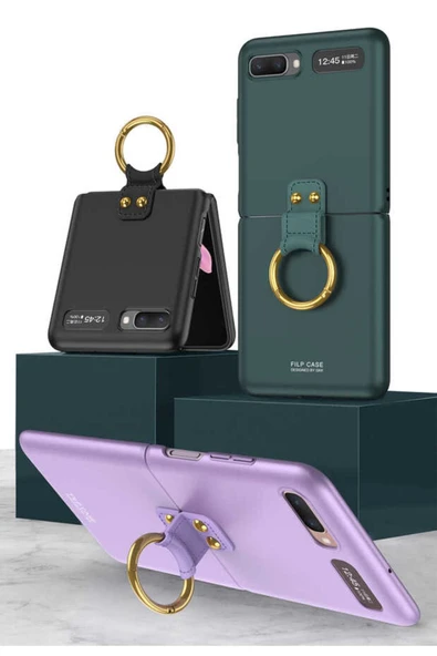Samsung Galaxy Z Flip Kılıf Mat Dokulu Ultra İnce Yapılı Kapak (Flip Rink) - 5