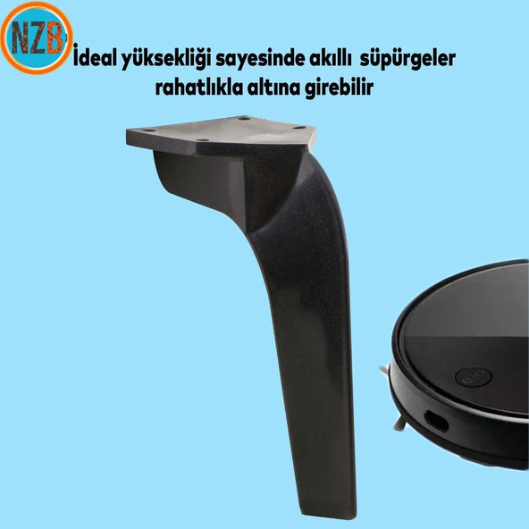 Mobilya Kanepe Sehpa Tv Ünitesi Koltuk Ayağı 16 Cm Siyah Baza Ayakları - Resim 3