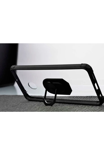 Samsung Galaxy A21 Kılıf Arkası Şeffaf Kenarları Renkli Yüzüklü Tank Kapak (mola) - Resim 3