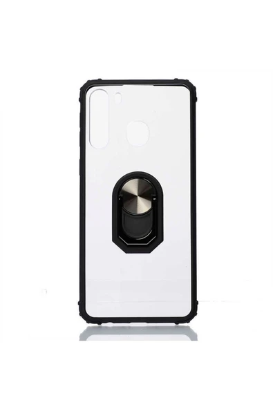 Samsung Galaxy A21 Kılıf Arkası Şeffaf Kenarları Renkli Yüzüklü Tank Kapak (mola) ürün görseli 1