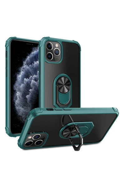 Apple Iphone 11 Pro Kılıf Arkası Şeffaf Kenarları Renkli Yüzüklü Tank Kapak (mola) - 3