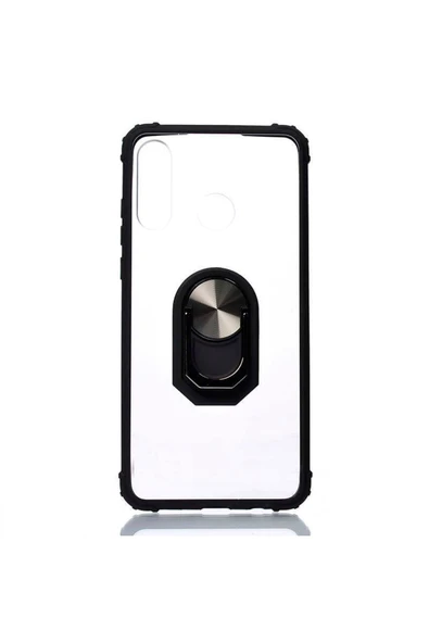 Huawei P30 Lite Kılıf Arkası Şeffaf Kenarları Renkli Yüzüklü Tank Kapak (mola)