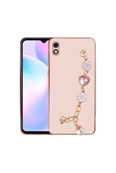 Xiaomi Redmi 9a Kılıf Çiçek Desenli Askılı Tutamaçlı Kamera Korumalı Kapak (taka)