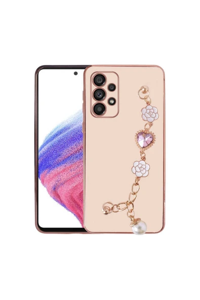 Samsung Galaxy A52 Kılıf Çiçek Desenli Askılı Tutamaçlı Kamera Korumalı Kapak (taka)