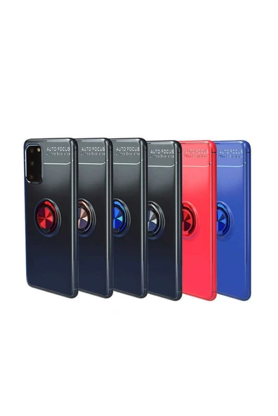 Samsung Galaxy S20 Kılıf Kamera Çıkıntılı Renkli Yüzüklü Standlı Mıknatıslı Kapak (ravel) - Resim 3