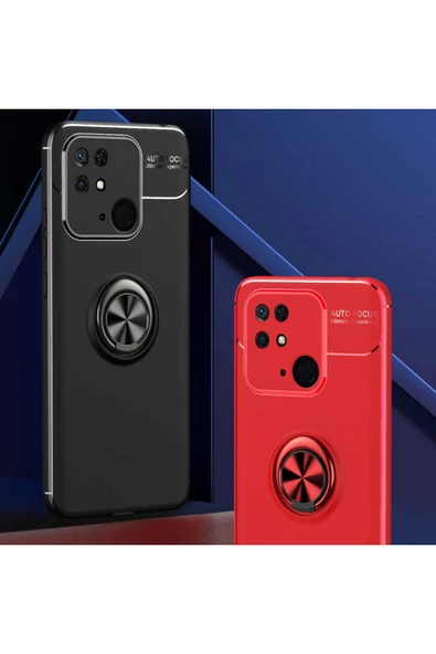 Xiaomi Redmi 10c Kılıf Kamera Çıkıntılı Renkli Yüzüklü Standlı Mıknatıslı Kapak (ravel) - 5