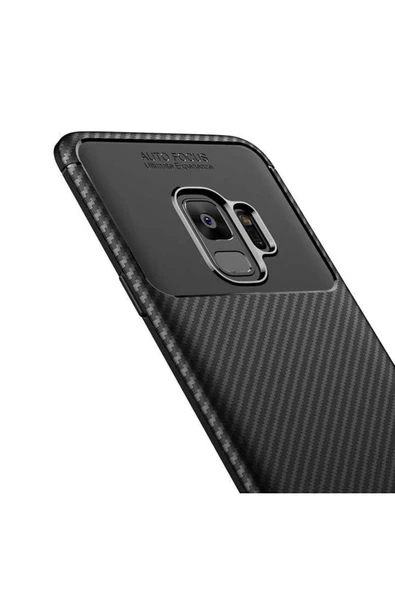 Samsung Galaxy S9 Kamera Çıkıntılı Karbon Fiber Dokulu Renk Atmaz Koruyucu Kapak (negro) - Resim 5