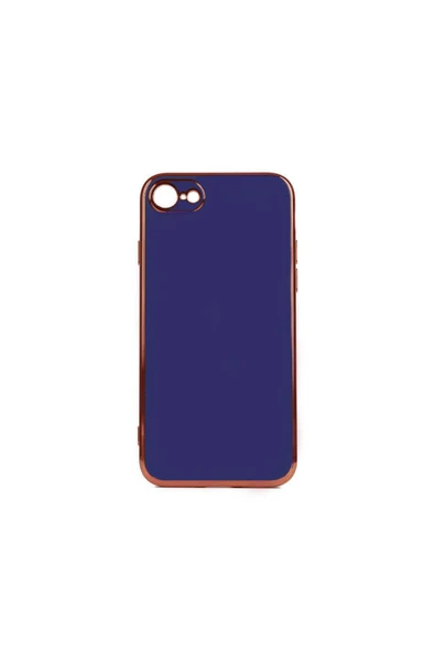 Iphone 7 Kılıf Parlak Kenarlı Altın Işlemeli Kamera Korumalı Kapak (BARK)