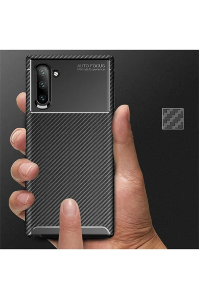 Samsung Galaxy Note 10 Kılıf Kamera Çıkıntılı Karbon Fiber Dokulu Renk Atmaz Kapak (negro) - Resim 5