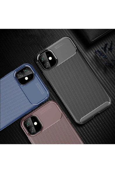 Iphone 11 Kılıf Kamera Çıkıntılı Karbon Fiber Dokulu Renk Atmaz Kapak (NEGRO) - Resim 4
