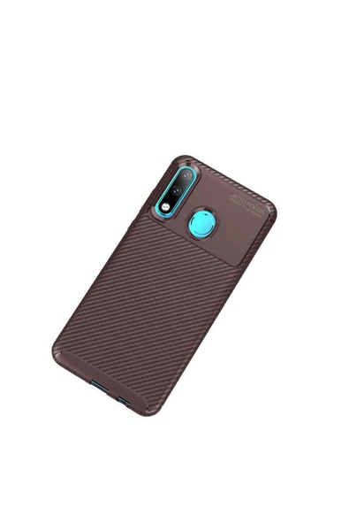 Huawei P30 Lite Kamera Çıkıntılı Karbon Fiber Dokulu Renk Atmaz Koruyucu Kapak (negro)