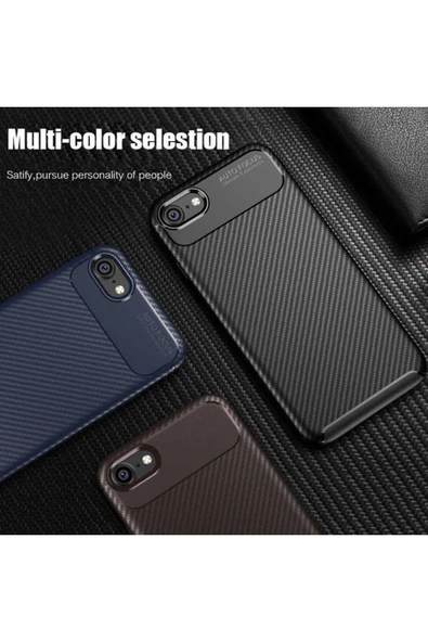 Iphone 8 Kamera Çıkıntılı Karbon Fiber Dokulu Renk Atmaz Koruyucu Kapak (NEGRO) - Resim 5