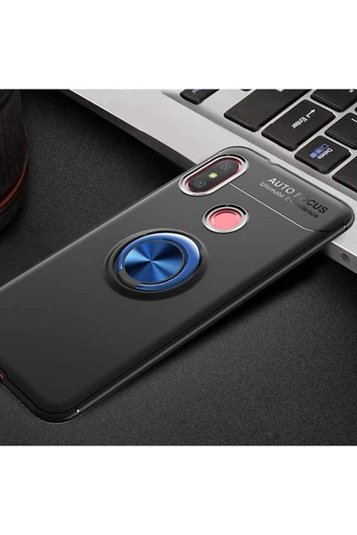 Xiaomi Redmi Note 6 Pro Kılıf Kamera Çıkıntılı Renkli Yüzüklü Standlı Mıknatıslı Kapak (ravel) - Resim 5