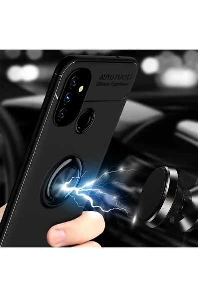 One Plus Nord N100 Kılıf Kamera Çıkıntılı Renkli Yüzüklü Standlı Mıknatıslı Kapak (ravel) - Resim 5