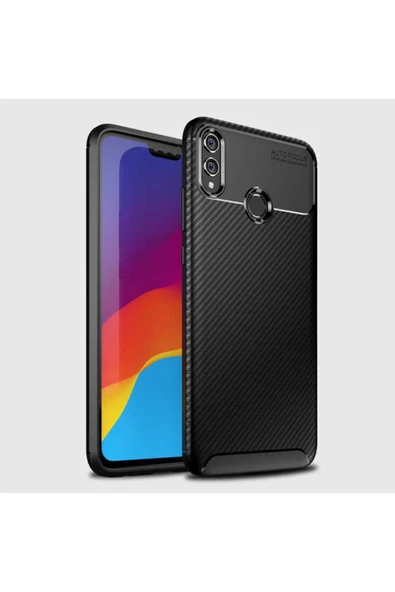 Huawei Honor 8x Kamera Çıkıntılı Karbon Fiber Dokulu Renk Atmaz Koruyucu Kapak (negro) - Resim 2