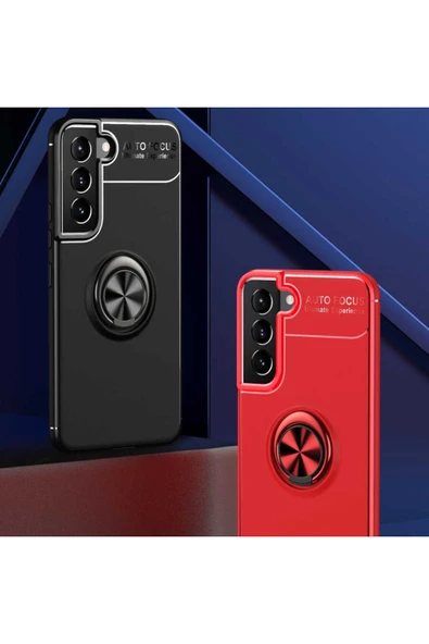 Samsung Galaxy S22 Plus Kılıf Kamera Çıkıntılı Renkli Yüzüklü Standlı Mıknatıslı Kapak (ravel) - Resim 5