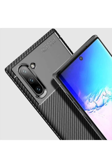 Samsung Galaxy Note 10 Kılıf Kamera Çıkıntılı Karbon Fiber Dokulu Renk Atmaz Kapak (negro) - Resim 4