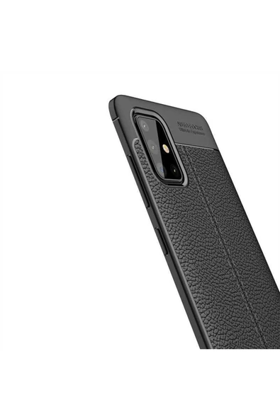 Samsung Galaxy A71 Kılıf Deri Görünümlü Renk Atmayan Dayanaklı Silikon Kapak (niss) - Resim 4