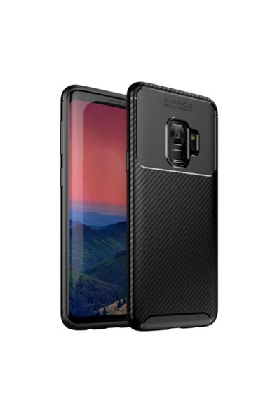 Samsung Galaxy S9 Kamera Çıkıntılı Karbon Fiber Dokulu Renk Atmaz Koruyucu Kapak (negro) - Resim 3