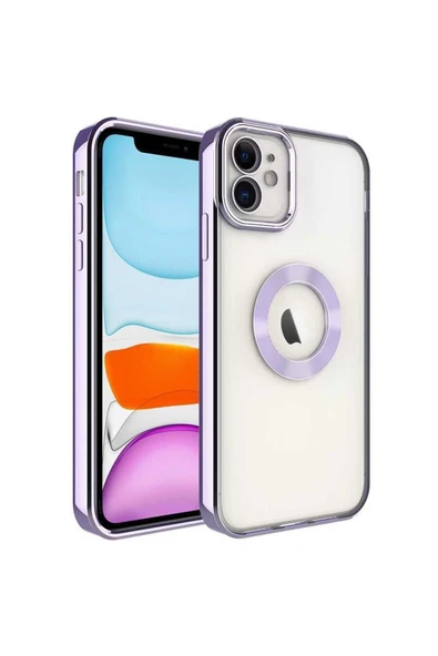 Iphone 11 Kılıf Kamera Lens Korumalı Logo Gösteren Arkası Şeffaf Parlak Kenarlı Kapak (OMEGA)