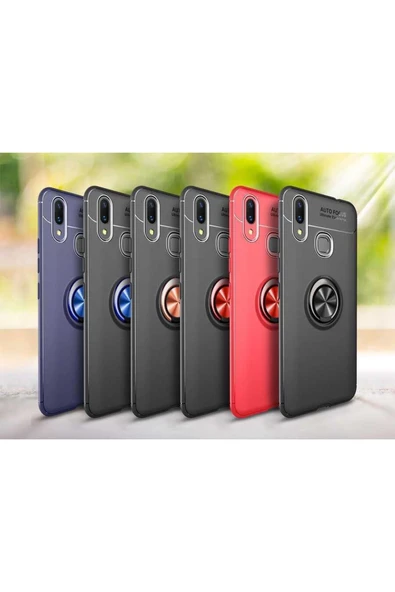 Xiaomi Mi Max 3 Kılıf Kamera Çıkıntılı Renkli Yüzüklü Standlı Mıknatıslı Kapak (ravel) - Resim 3