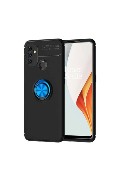 One Plus Nord N100 Kılıf Kamera Çıkıntılı Renkli Yüzüklü Standlı Mıknatıslı Kapak (ravel) - Resim 2