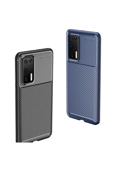 Huawei P40 Kılıf Kamera Çıkıntılı Karbon Fiber Dokulu Renk Atmaz Kapak (negro) - 3