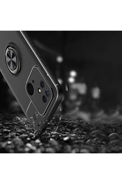 Xiaomi Redmi 10c Kılıf Kamera Çıkıntılı Renkli Yüzüklü Standlı Mıknatıslı Kapak (ravel) - 4
