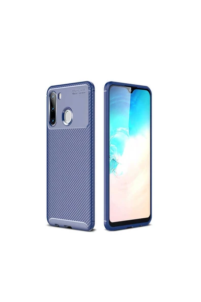 Samsung Galaxy A21 Kılıf Kamera Çıkıntılı Karbon Fiber Dokulu Renk Atmaz Kapak (negro)