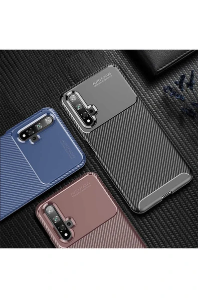Huawei Nova 5t Kılıf Kamera Çıkıntılı Karbon Fiber Dokulu Renk Atmaz Kapak (negro) - Resim 4