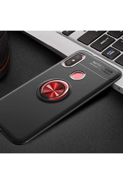 Xiaomi Redmi Note 6 Pro Kılıf Kamera Çıkıntılı Renkli Yüzüklü Standlı Mıknatıslı Kapak (ravel) - Resim 3