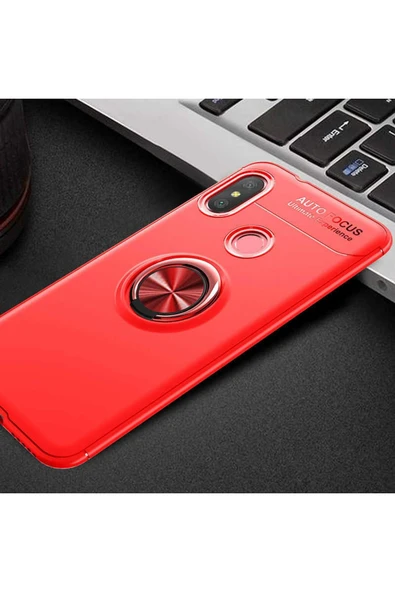 Xiaomi Redmi Note 6 Pro Kılıf Kamera Çıkıntılı Renkli Yüzüklü Standlı Mıknatıslı Kapak (ravel) - Resim 4