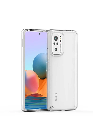 Xiaomi Redmi Note 10s Kılıf Kamera Çıkıntılı Şeffaf Darbe Emici Sert Silikon Kapak (coss)