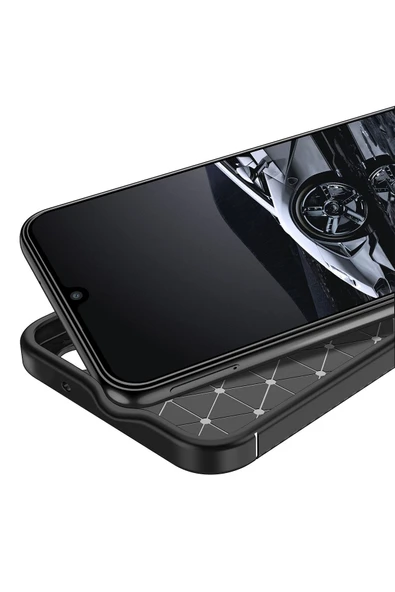 Samsung Galaxy A14 Kılıf Kamera Çıkıntılı Karbon Fiber Dokulu Renk Atmaz Kapak (negro) - Resim 3